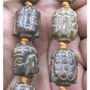 Chinese Jade Buddha Beads, coffee, approx 14x18mm [GMLB1397]
