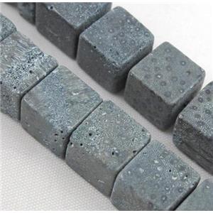 grey coral fossil stone bead, approx 14x14x14mm [GMLB142-14MM]