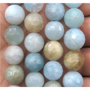 natural Aquamarine Beads, faceted round, AB-Grade, approx 12mm dia [GMLB1448-12MM]