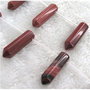 red jasper bullet beads, approx 8x31mm, 12pcs per st [GMLB1462]