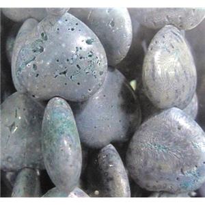 blue coral fossil stone bead, heart, approx 22mm wide [GMLB147]