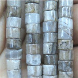 silver leaf stone bead, heishi, approx 6mm dia [GMLB1486]