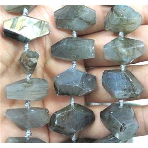 Labradorite beads, faceted freeform, hand-cutting, approx 10-30mm [GMLB1490]