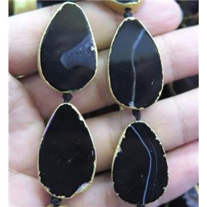 black agate teardrop beads, approx 20-30mm [GMLB1502]