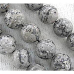 round Grey Picture Jasper Beads, approx 16mm dia [GMLB164-16MM]