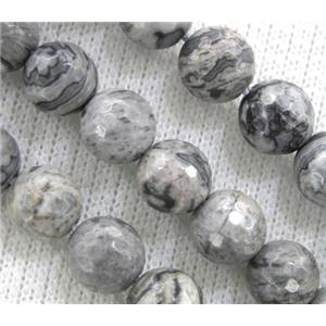 grey Picture Jasper beads, faceted round, approx 16mm dia [GMLB165-16MM]
