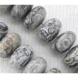 grey Picture Jasper beads, rondelle, approx 11x18mm [GMLB166-11X18MM]
