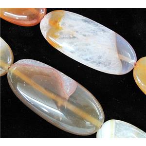 druzy agate stone bead, flat oval, approx 25x55mm [GMLB224]