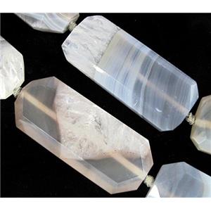 druzy agate stone bead, faceted rectangle, approx 26x58mm [GMLB225]
