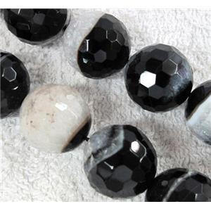 druzy agate stone beads, faceted round, white and black, approx 20mm dia [GMLB226-20MM]