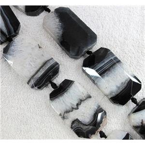 druzy agate beads, faceted rectangle, black white, approx 30-60mm [GMLB232]