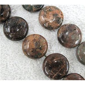 green opal bead, flat-round, 18mm dia, approx 21pcs per st [GMLB243-18MM]