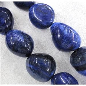 veins agate beads, freeform, royal blue, approx 15x20-30x40mm [GMLB258]