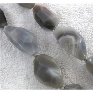 grey agate beads, faceted, freeform, approx 15x20-20x30mm [GMLB262]