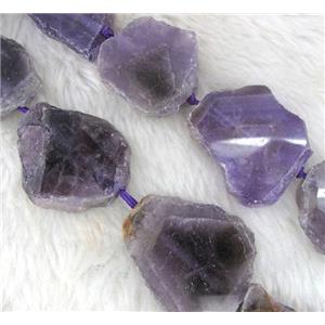 amethyst beads, slice, purple, freeform, approx 20-35mm [GMLB273]