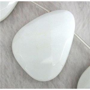 white porcelain beads, faceted freeform, approx 30x40mm, 15.5 inches [GMLB339]