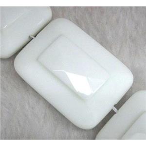 porcelain bead, rectangle, faceted, white, approx 30x40mm, 15.5 inches [GMLB342-30X40MM]