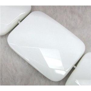 white porcelain bead, faceted rectangle, approx 30x40mm, 15.5 inches [GMLB346]