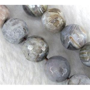 gray Bamboo Agate beads, faceted round, approx 6mm dia, 15.5 inches [GMLB361-6MM]