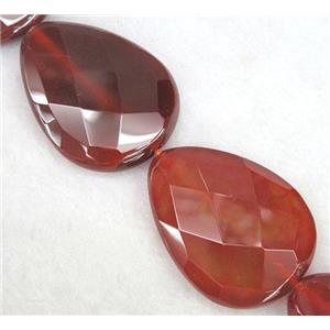 red carnelian agate beads, faceted teardrop, approx 30x40mm, 15.5 inches [GMLB378]