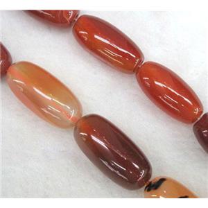 red carnelian agate beads, barrel, approx 8x12mm, 15.5 inches [GMLB383-8X12MM]