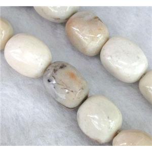 white Peruvian Moss Opal stone beads, freeform, approx 12x16mm, 15.5 inches [GMLB388]
