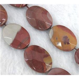 natural Noreena jasper bead, faceted flat oval, approx 25x50mm, 15.5 inches [GMLB393-25X50MM]