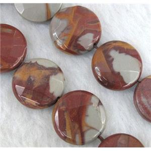 natural Noreena jasper beads, faceted flat round, approx 16mm dia, 15.5 inches [GMLB394-16MM]