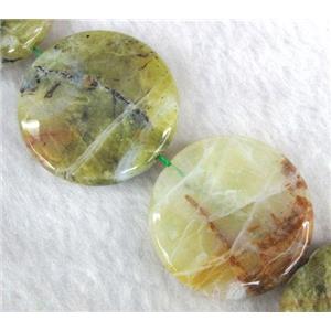 yellow Opal Jasper beads, flat round, approx 10mm dia, 15.5 inches [GMLB401-10MM]