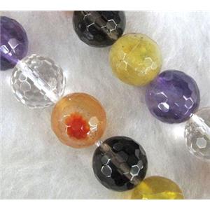 mixed gemstone beads, faceted round, approx 12mm dia, 15.5 inches [GMLB404-12MM]