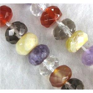 mixed gemstone beads, faceted rondelle, mixed color, approx 5x8mm, 15.5 inches [GMLB405-5X8MM]