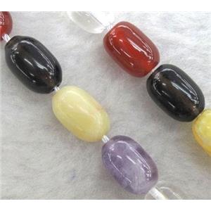 mixed gemstone beads, barrel, approx 5x8mm, 15.5 inches [GMLB426-5X8MM]