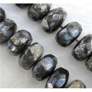 grey opal stone beads, faceted rondelle, approx 8x14mm, 15.5 inches [GMLB433-8X14MM]