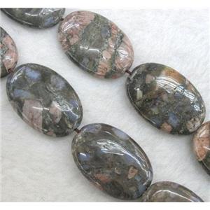 gray opal stone beads, flat oval, approx 20x30mm, 15.5 inches [GMLB435-20X30MM]