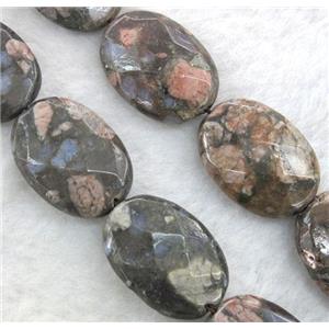 gray opal stone beads, faceted flat oval, approx 12x18mm [GMLB436-12X18MM]