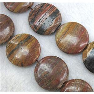 brown opal beads, flat-round, approx 16mm dia, 15.5 inches [GMLB458-16MM]
