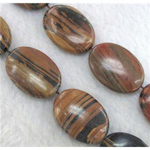 striped brown Opal Stone Beads, flat oval, approx 25x50mm, 15.5 inches [GMLB459-25X50MM]
