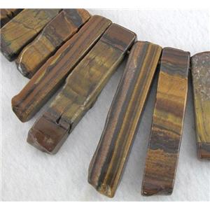 tiger eye stone beads collar, stick, yellow, top drilled, approx 20-55mm [GMLB525]
