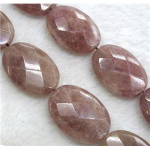 Strawberry Quartz beads, faceted flat-oval, approx 18x25mm, 15.5 inches [GMLB577]