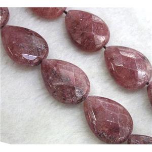 Strawberry Quartz bead, faceted teardrop, approx 13x18mm, 15.5 inches [GMLB578]