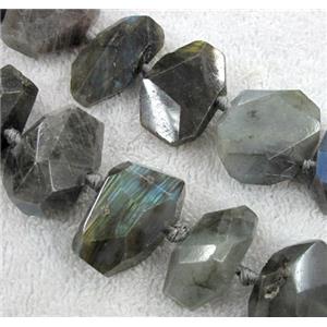 Labradorite bead, faceted freeform, approx 15-30mm, 15.5 inches [GMLB604]