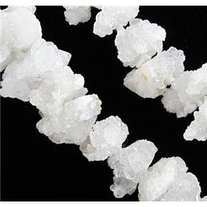 white quartz druzy beads, freeform, approx 8-20mm, 15.5 inches [GMLB682]