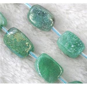 druzy quartz beads, freeform, green electroplated, approx 10-15mm, 15.5 inches [GMLB688]