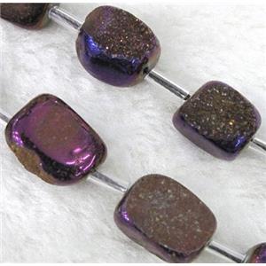 druzy quartz beads, freeform, purple electroplated, approx 10-15mm, 15.5 inches [GMLB691]