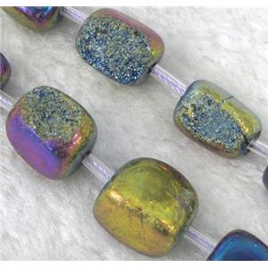 druzy quartz beads, freeform, rainbow electroplated, approx 10-15mm, 15.5 inches [GMLB693]