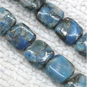 opal stone beads with pyrite, square, approx 8x8mm, 15.5 inches [GMLB737]