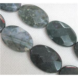 moss agate bead, faceted oval, approx 30x40mm [GMLB755]