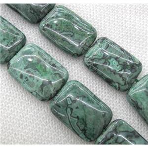 green picture jasper bead, rectangle, approx 18x25mm, 15.5 inches [GMLB782]