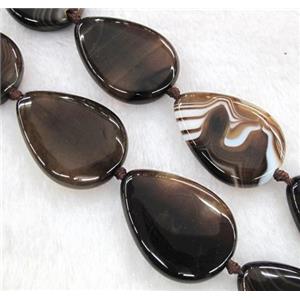 striped agate bead, teardrop, approx 25x35mm, 15.5 inches [GMLB798]
