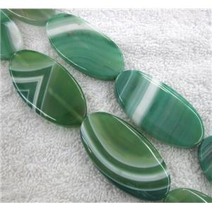 green agate bead, oval, approx 25x50mm, 15.5 inches [GMLB804]